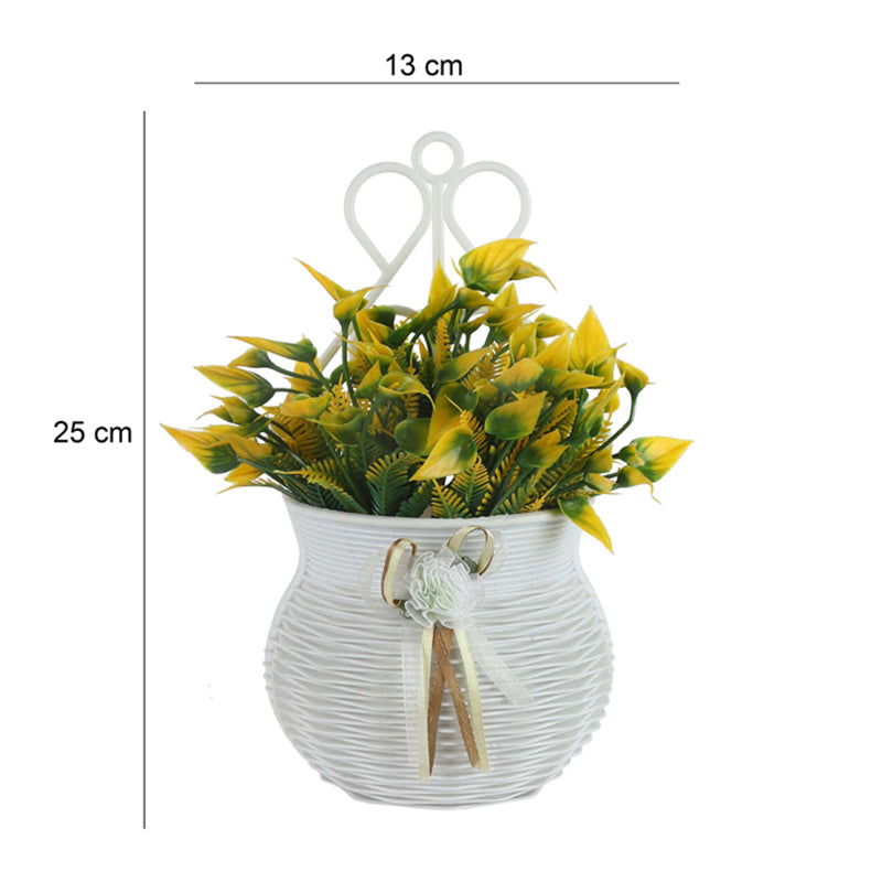 Artificial Plants - Faux Yellow Leaf Plant With Wall Hanging Pot