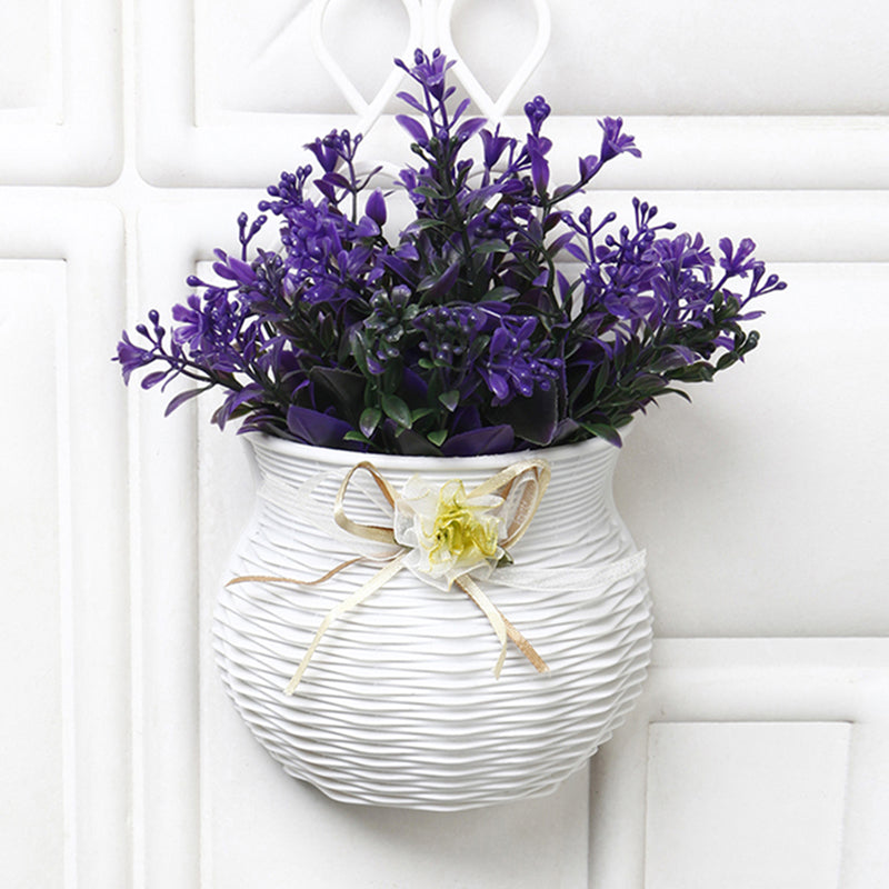 Artificial Plants - Faux Lilac Flower Plant With Wall Hanging Pot