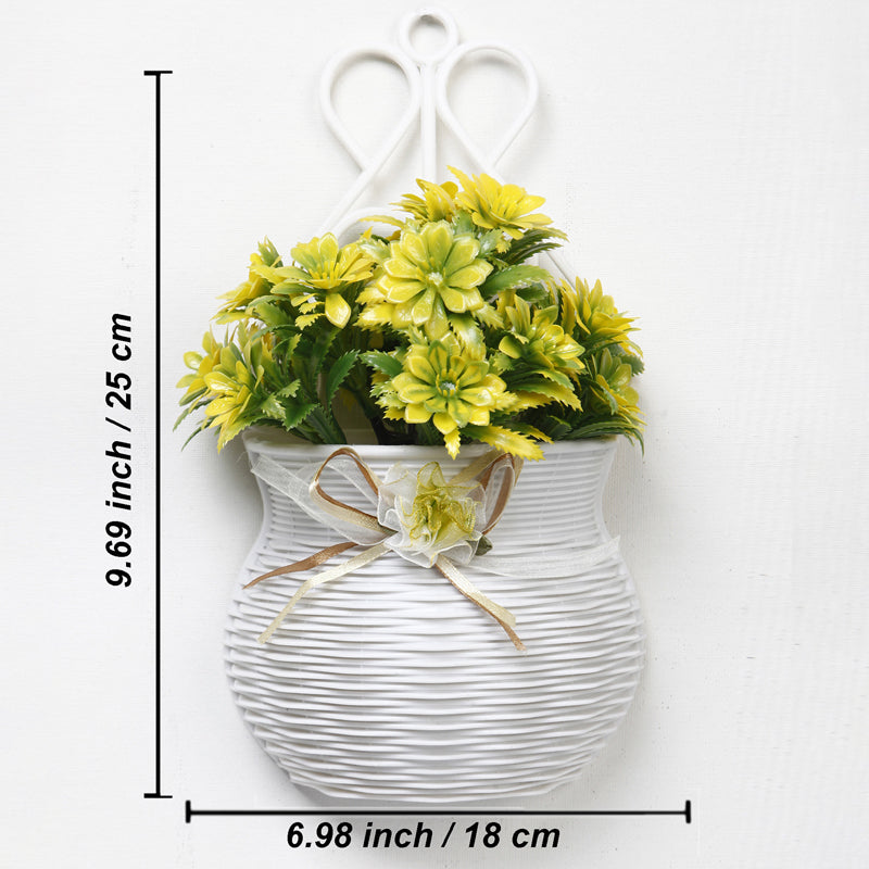 Artificial Plants - Faux Yellow Gebra Plant With Wall Hanging Pot