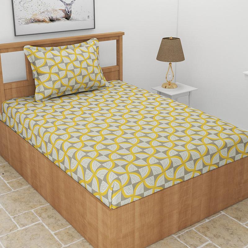 Buy Selenia Floral Bedsheet - Grey & Yellow Bedsheets from Vaaree