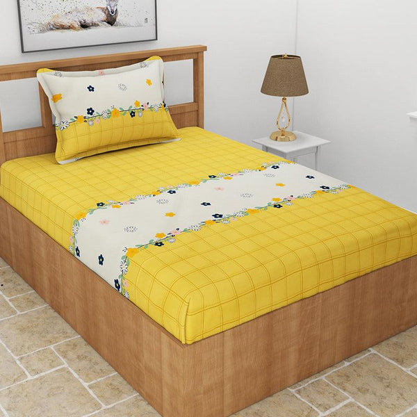 Bedsheets - Ping Pong Abstract Bedsheet - Yellow