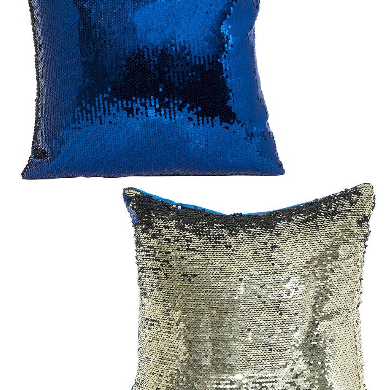 Buy Lisha Sequin Cushion Cover (Silver & Blue) - Set Of Two Cushion Cover Sets from Vaaree