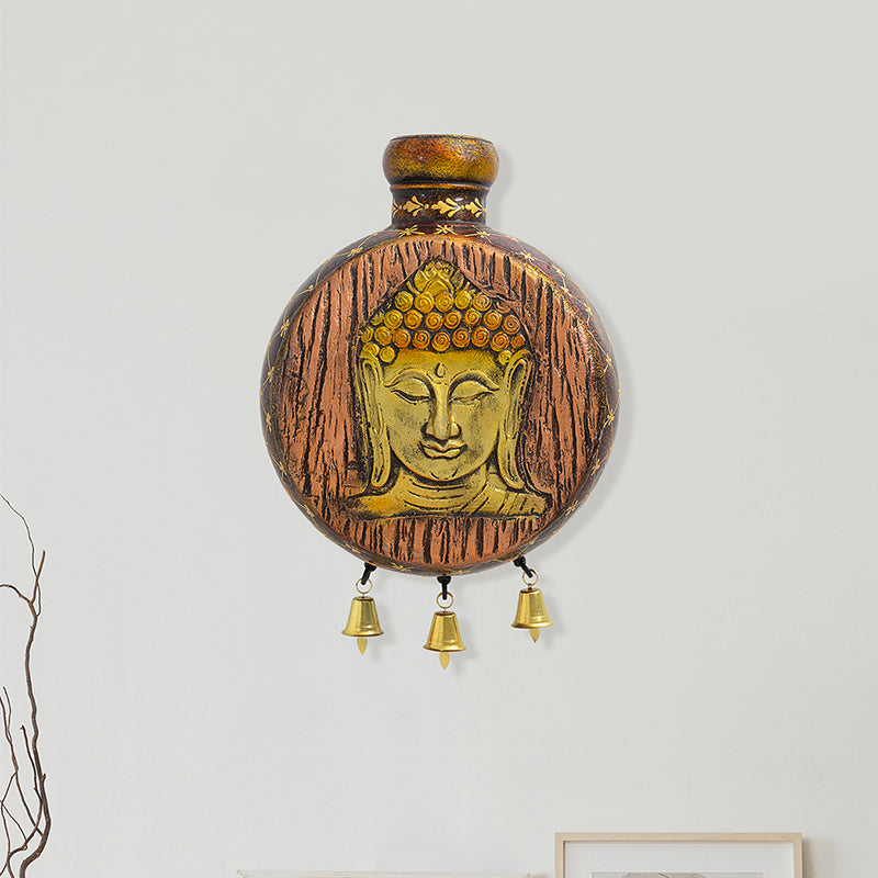 Wall Accents - Hand Engraved Lord Buddha On Matka Wall Accent