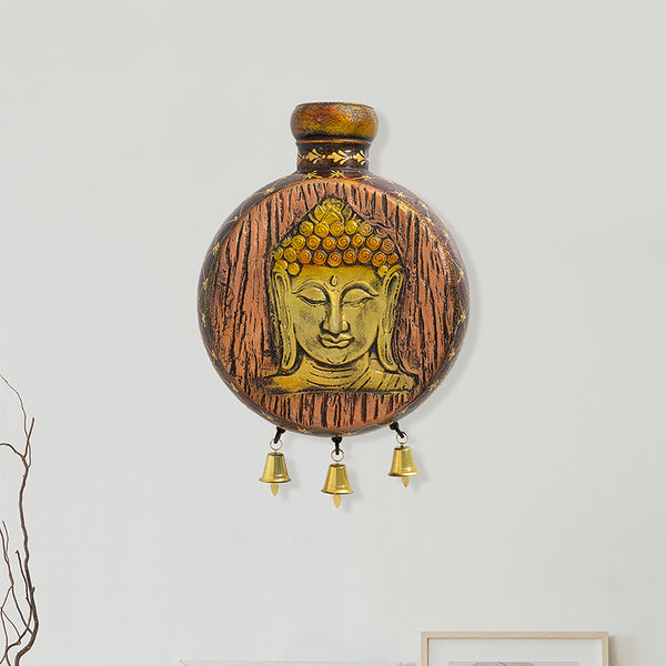 Wall Accents - Hand Engraved Lord Buddha On Matka Wall Accent