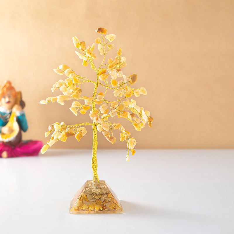 Buy Chi Flow Handcrafted Agate Stone Tree Showpiece - Yellow Showpieces from Vaaree