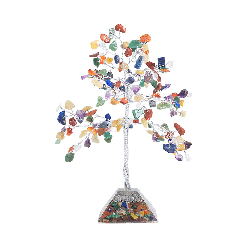 Showpieces - Chi Flow Handcrafted Agate Stone Wish Tree Showpiece - Multicolor