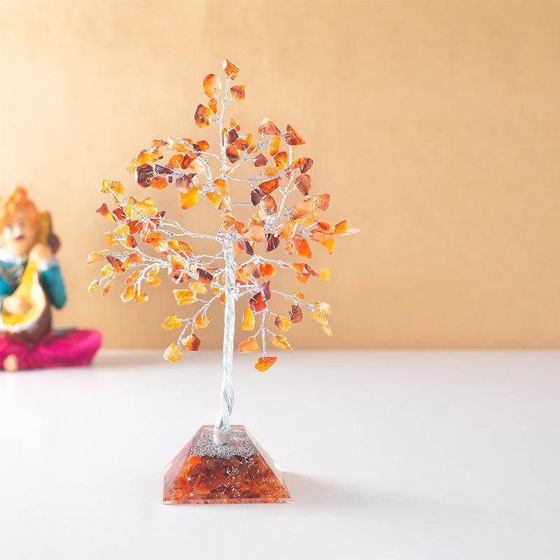 Buy Chi Flow Handcrafted Agate Stone Tree Showpiece - Brown & Silver Showpieces from Vaaree