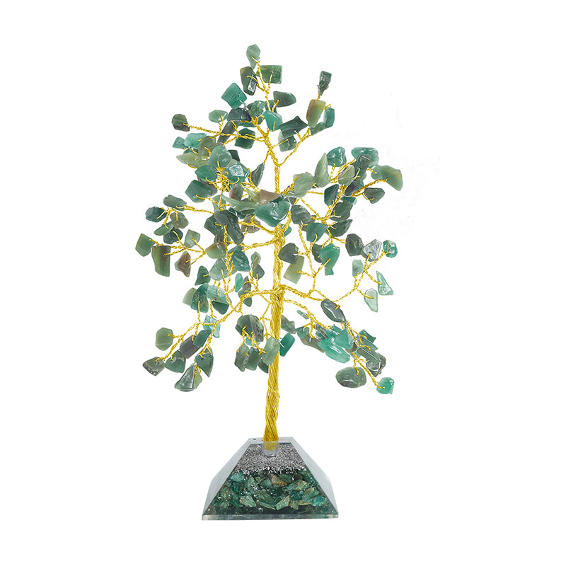 Showpieces - Chi Flow Handcrafted Agate Stone Tree Showpiece - Green & Gold