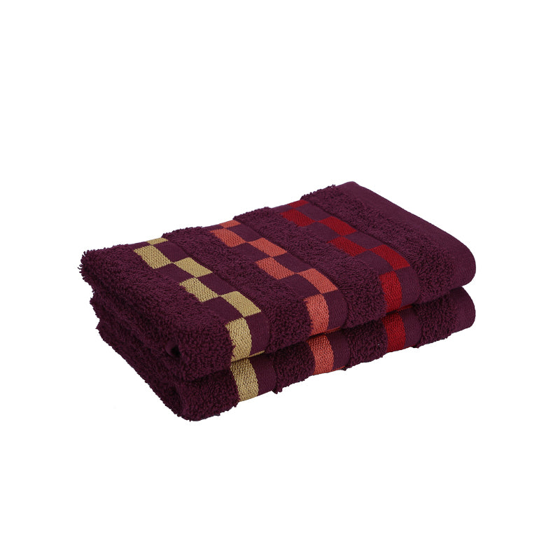 Buy Delpha Hand Towel (Wine) - Set Of Two Hand & Face Towels from Vaaree