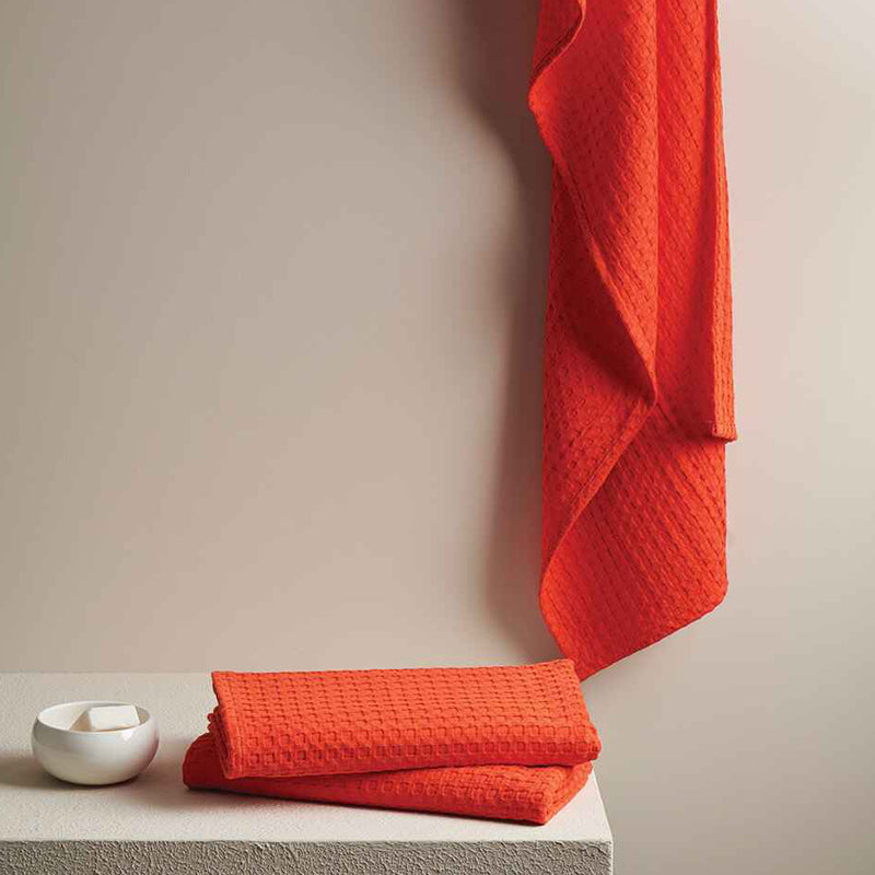 Buy Haimi Textured Waffle Towel Combo (Orange) - Four Piece Set Towel Sets from Vaaree