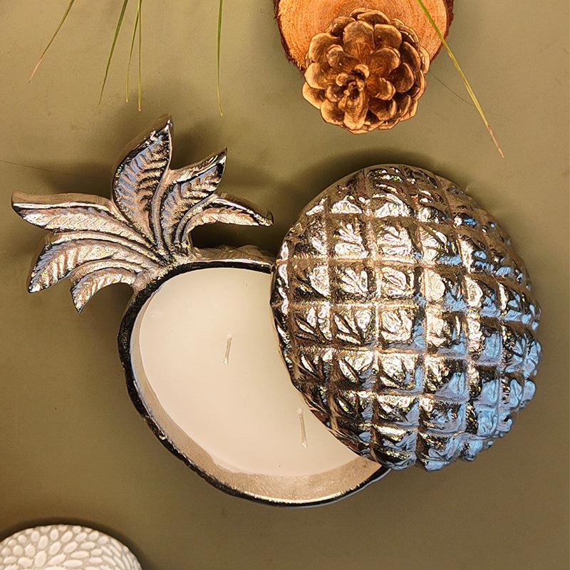 Buy Luxe Pineapple Oudh Scented Candle - Silver Candles from Vaaree