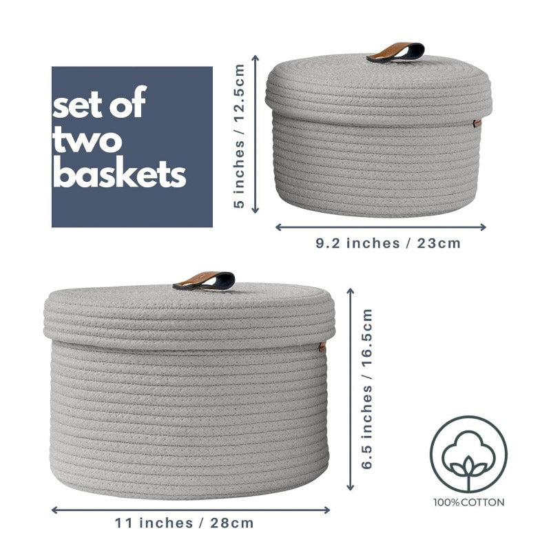 Storage Basket - Obero Natural Fiber Storage Basket (Grey) - Set Of Two