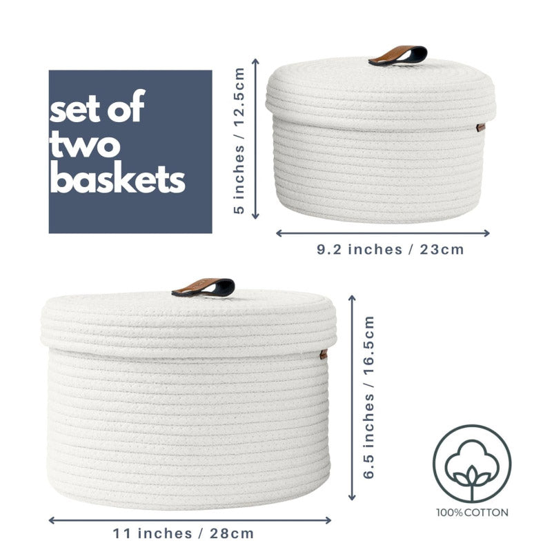 Storage Basket - Obero Natural Fiber Storage Basket (White) - Set Of Two