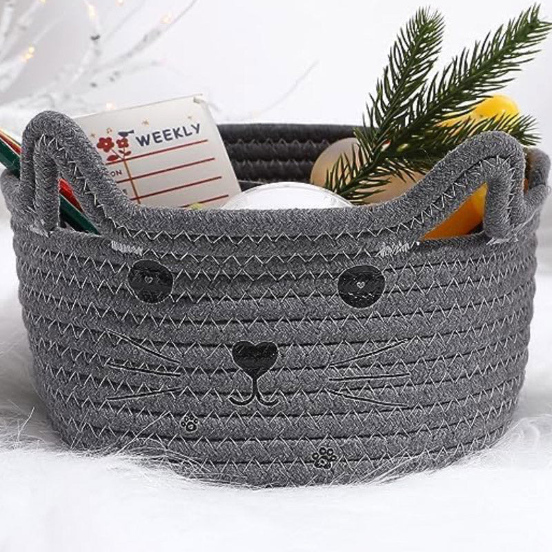 Buy Meow Mate Natural Fiber Storage Basket - Grey Storage Basket from Vaaree