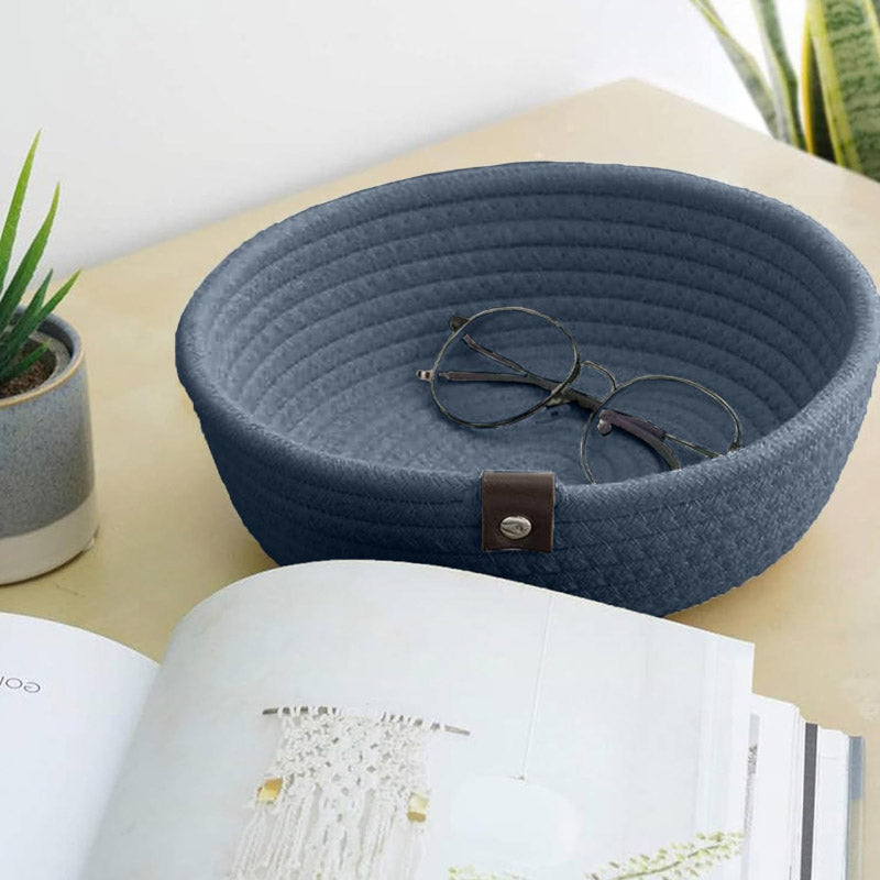 Storage Basket - Stellen Natural Fiber Organizer (Navy Blue) - Set Of Three