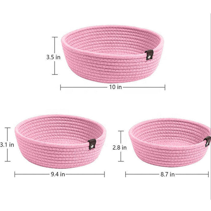 Storage Basket - Stellen Natural Fiber Organizer (Pink) - Set Of Three