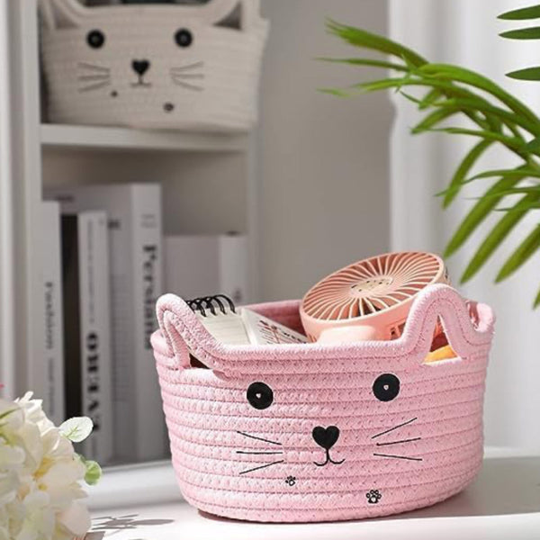 Storage Basket - Meow Mate Natural Fiber Storage Basket - Pink