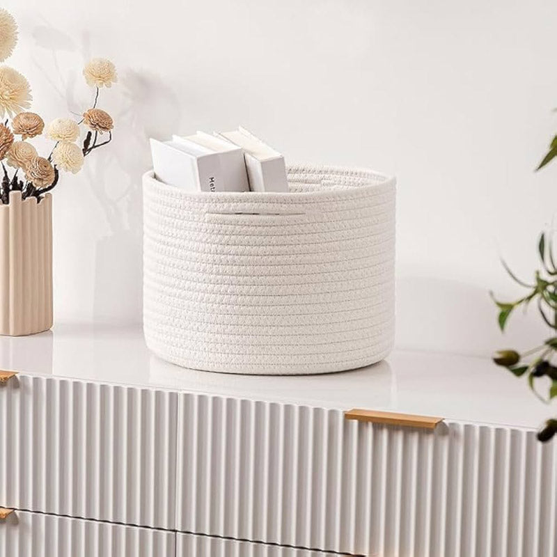 Buy Arlet Natural Fiber Storage Basket - White Storage Basket from Vaaree