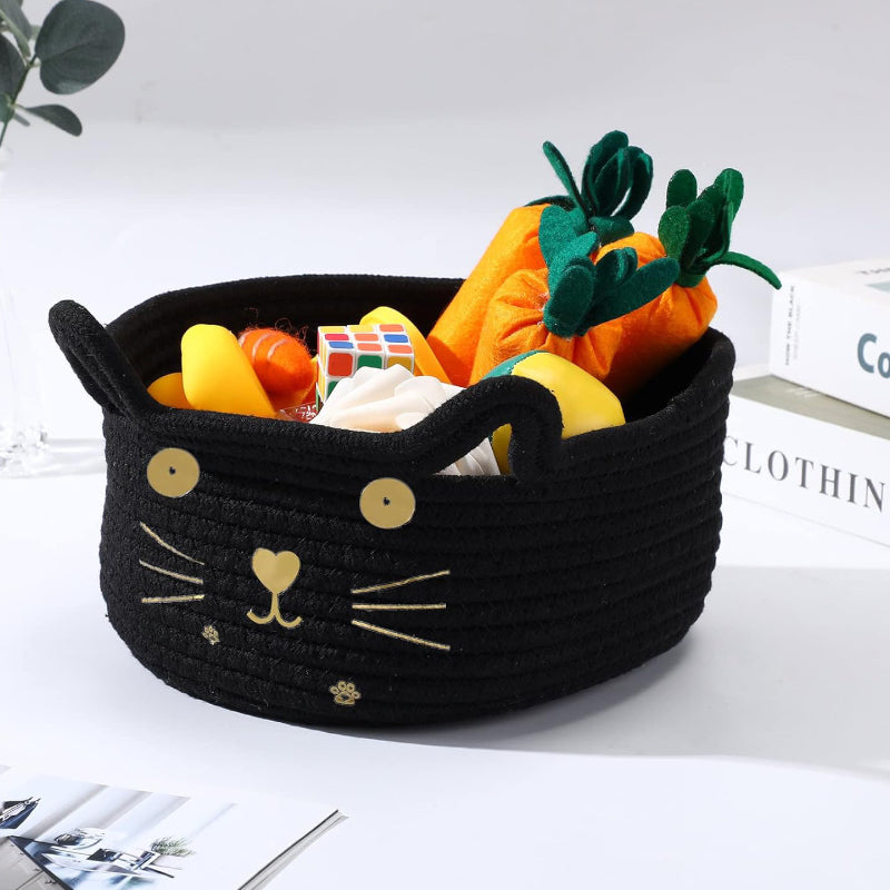 Buy Meow Mate Natural Fiber Storage Basket - Black Storage Basket from Vaaree