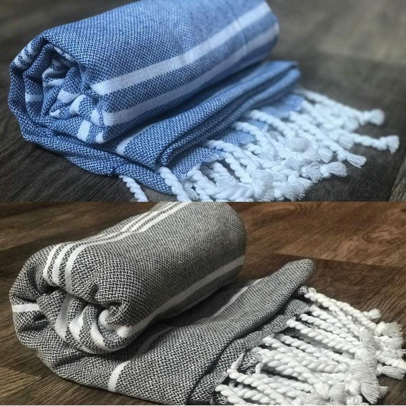 Buy Rodgo Bath Towel (Blue & Grey) - Set Of Two Bath Towels from Vaaree