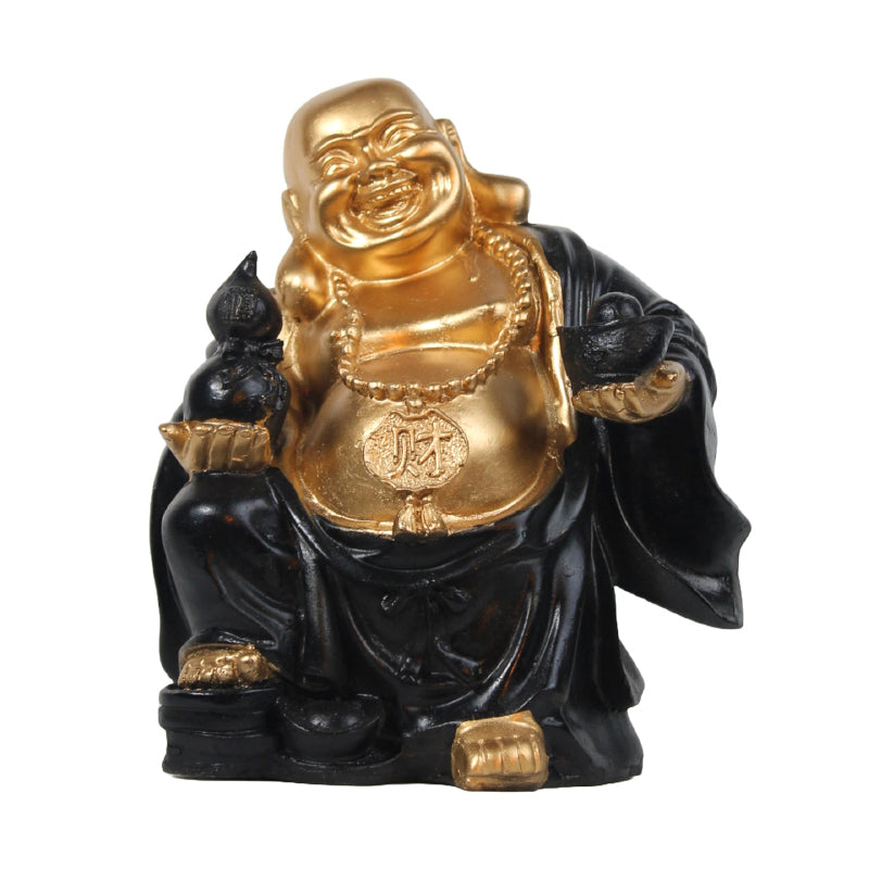 Buy Prosper Laughing Buddha - Black & Gold Showpieces from Vaaree