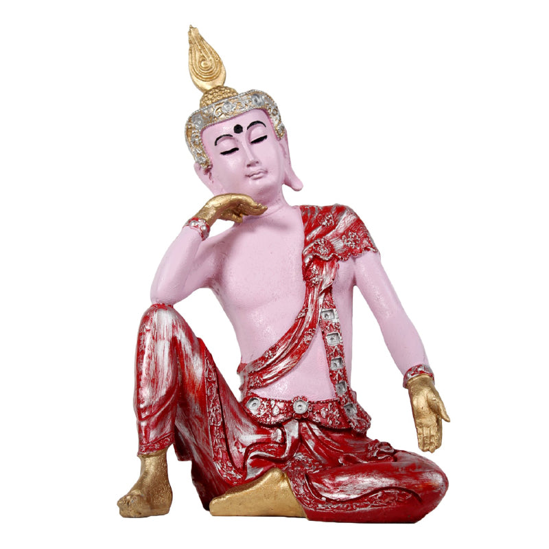 Buy Pondering Buddha Showpiece - Pink & Red Showpieces from Vaaree