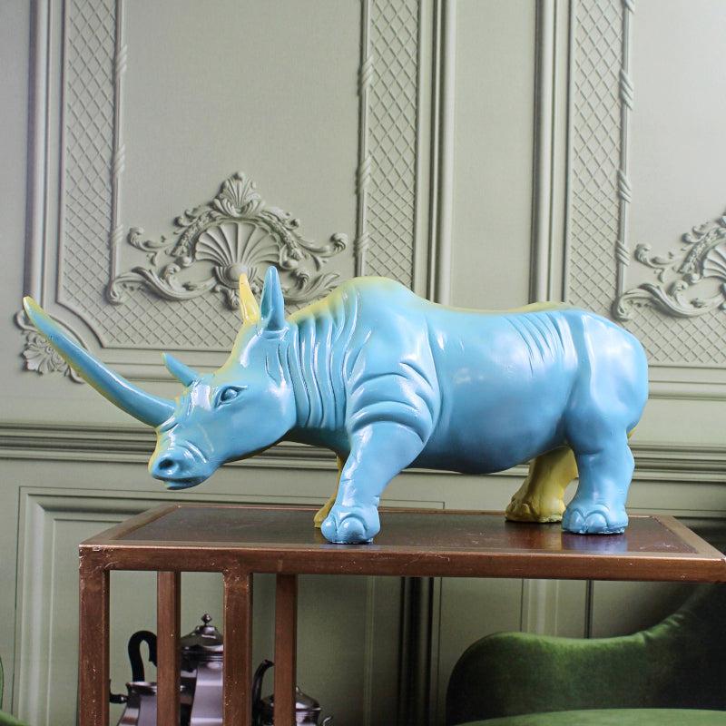 Buy Power Rhino Showpiece - Blue Showpieces from Vaaree