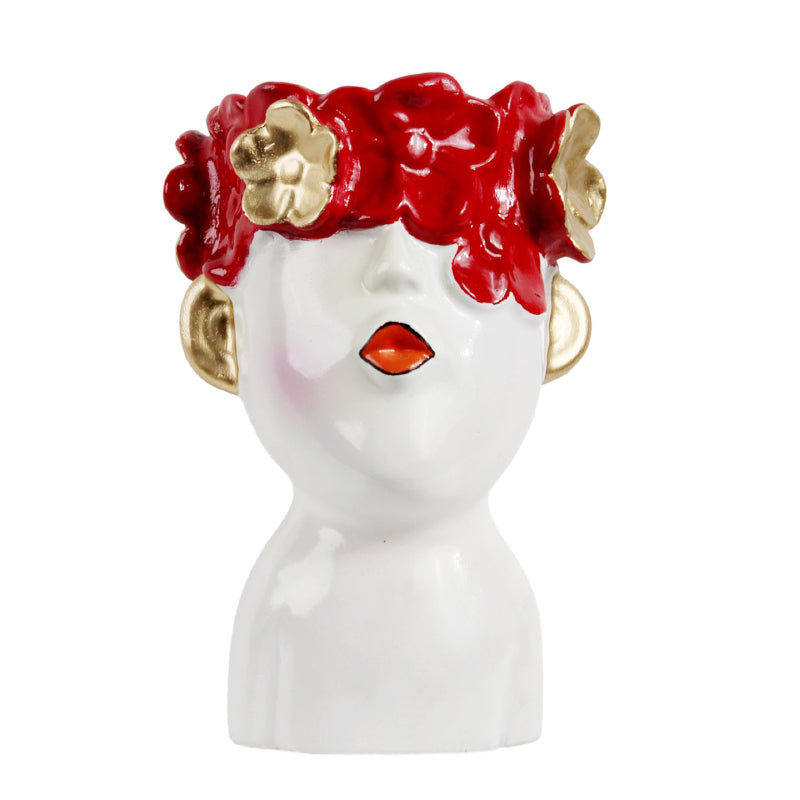 Buy Visage Spring Vase - White & Red Vase from Vaaree