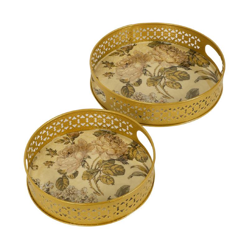 Buy Bubbly Flora Metal Serving Tray - Set Of Two Serving Tray from Vaaree