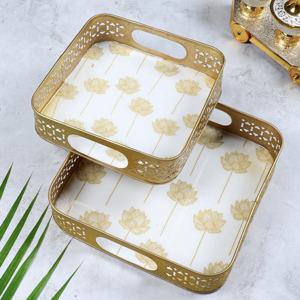 Buy Sona Kamal Serving Tray - Set Of Two Serving Tray from Vaaree