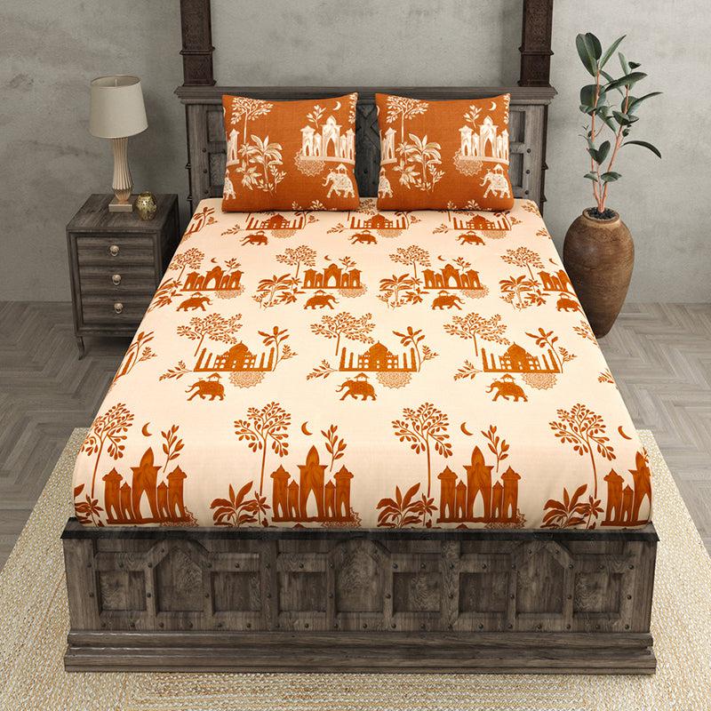 Buy Motira Ethnic Bedsheet - Red & Brown Bedsheets from Vaaree