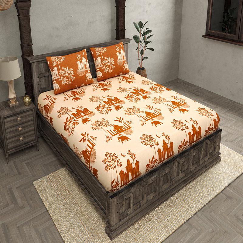 Buy Motira Ethnic Bedsheet - Red & Brown Bedsheets from Vaaree