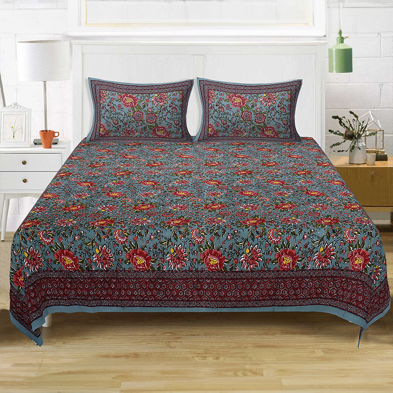 Buy Alderidge Floral Printed Bedsheet - Sea Green Bedsheets from Vaaree