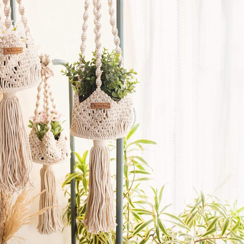 Buy Hippie Glee Handcrafted Hanging Planters - Set Of Three Pots & Planters from Vaaree