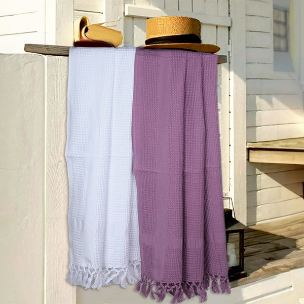 Buy Eva Quick Dry Bath Towel (Lavender & White) - Set Of Two Bath Towels from Vaaree