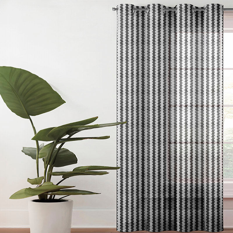 Curtains - Atla Net Stripe Sheer Curtain - Grey