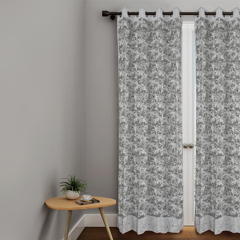 Buy Dela Jaquared Floral Curtain Curtains from Vaaree