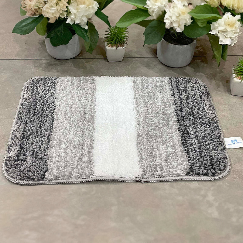 Buy Elvira Anti Skid Striped Bath Mat - Grey Bath Mats from Vaaree