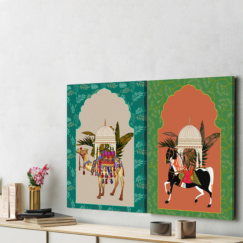 Wall Art & Paintings - Raja Parade Wall Painting - Set Of Two