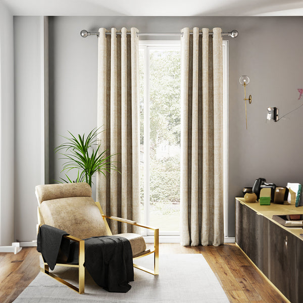 Buy Clovar Jaquard Blackout Curtain (Golden Beige) - Set Of Two Curtains from Vaaree