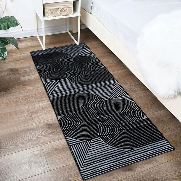 Buy Icaria Anti Skid Runner Rug - Grey & Black Runner Rug from Vaaree