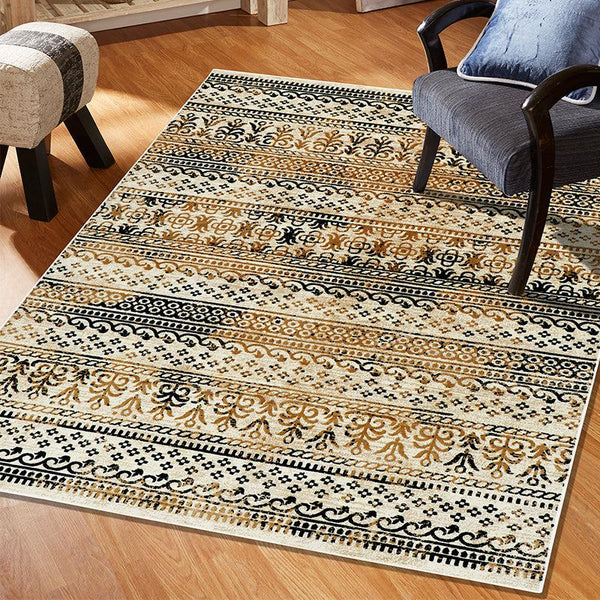 Buy Driva Ethnic Rug - Beige & Blue Rugs from Vaaree