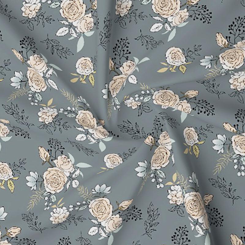 Buy Ravalya Floral Bedsheet - Grey Bedsheets from Vaaree