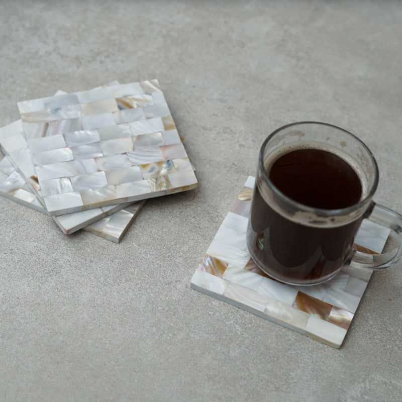 Coaster - Casper Square Mother Of Pearl Coaster - Set Of Four