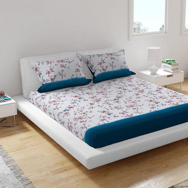 Buy Bliss Percale Floral Bedsheet - Blue Bedsheets from Vaaree