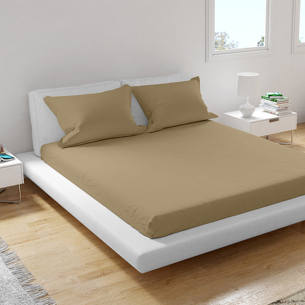 Buy Solid Bliss Percale Solid Bedsheet - Beige Bedsheets from Vaaree