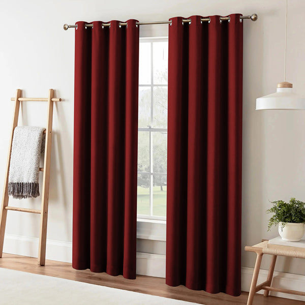 Curtains - Dwina Solid Blackout Curtain (Red) - Set Of Two