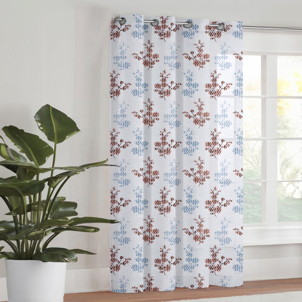 Curtains - Joda Floral Sheer Curtain - Brown