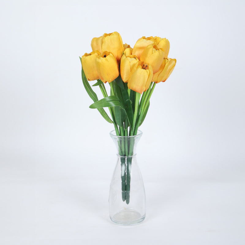 Buy Faux Garden Tulip Bunch (Yellow) - Set Of Three Artificial Flowers from Vaaree