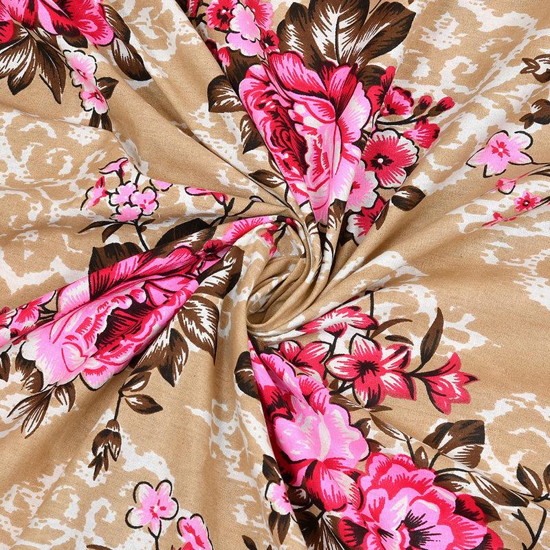 Buy Comet Floral Bedsheet - Pink & Beige Bedsheets from Vaaree